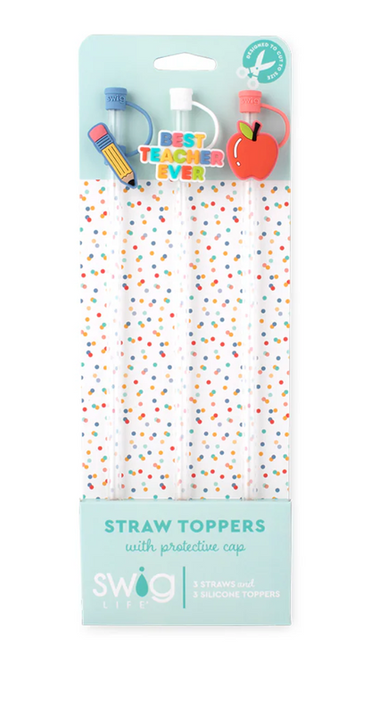 Teacher Life Straw Topper Set