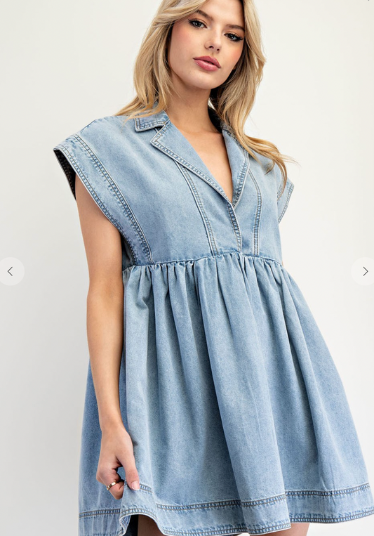 Denim Collared Mini Dress