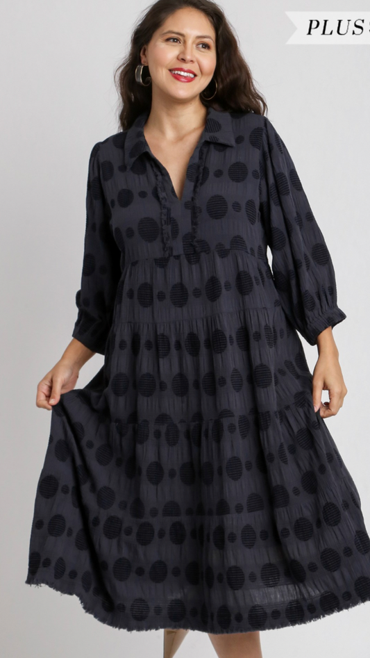 Dotted Maxi Dress Navy
