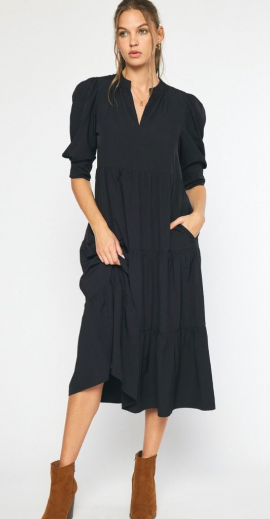 Black Tiered Maxi Dress