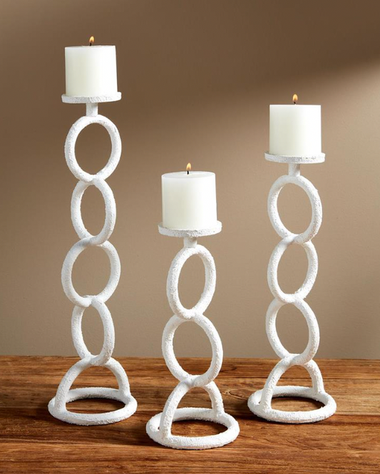 White Chain Link Candlesticks