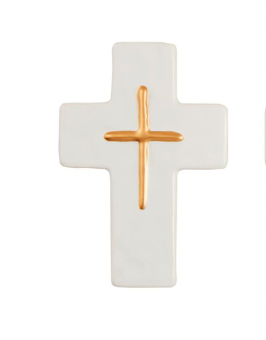 Ceramic And Gold Thin Cross