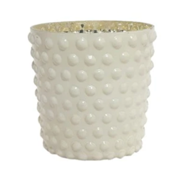 Glass Embossed Hobnail Candle Holder