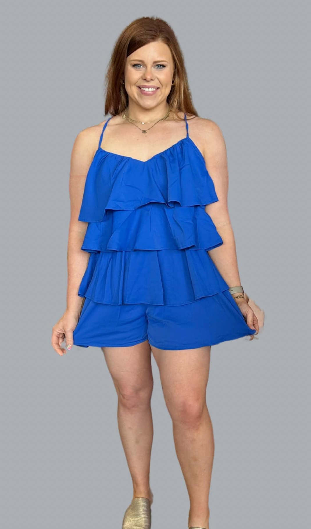 Solid Spaghetti Strap Romper