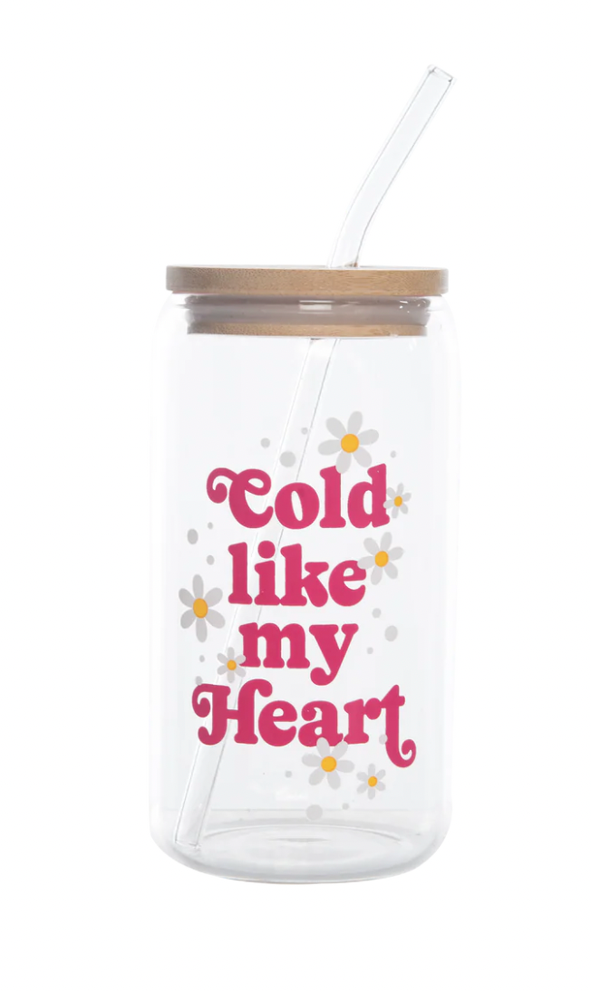 Like My Heart Glass Cup w/ Lid