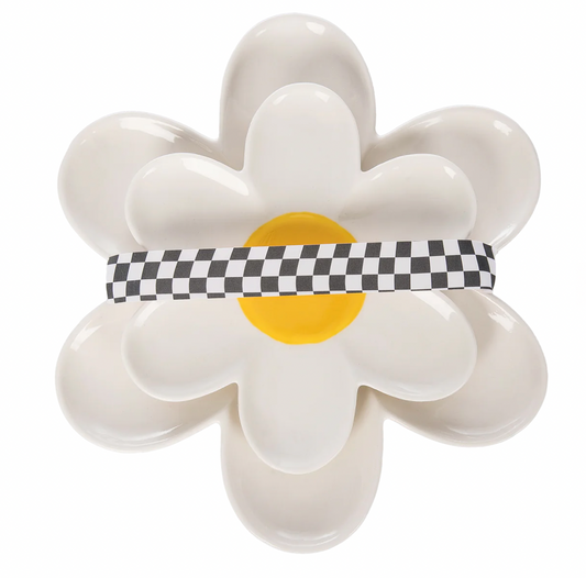 Ceramic Daisy Platters S/2