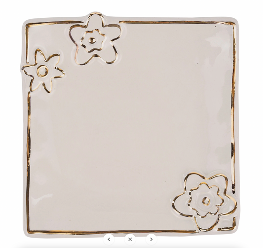 Square Floral Trinket Tray