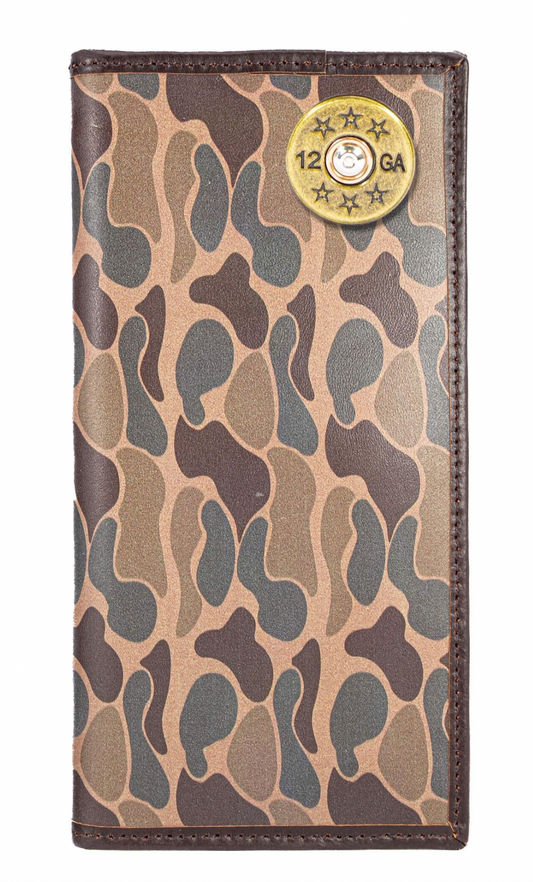 Shotshell Men's Secretary Old School Camo Leather Wallet.