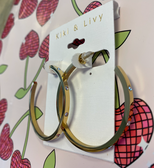 Large Gold Hoops W/ Stones