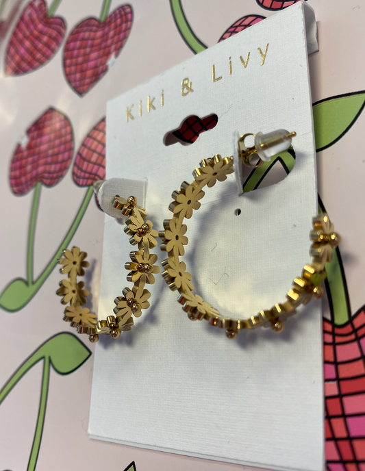 Gold Flower Hoops