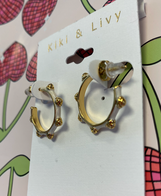 White Gold Ball Hoops
