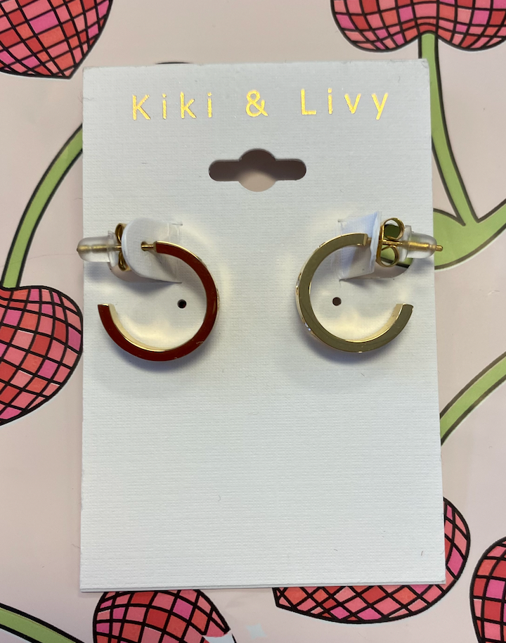 Tiny Gold Hoops W/ Stones