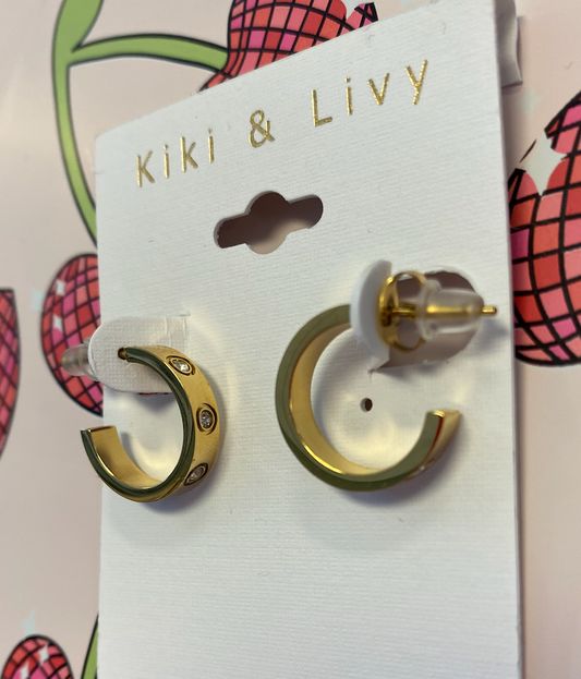 Tiny Gold Hoops W/ Stones