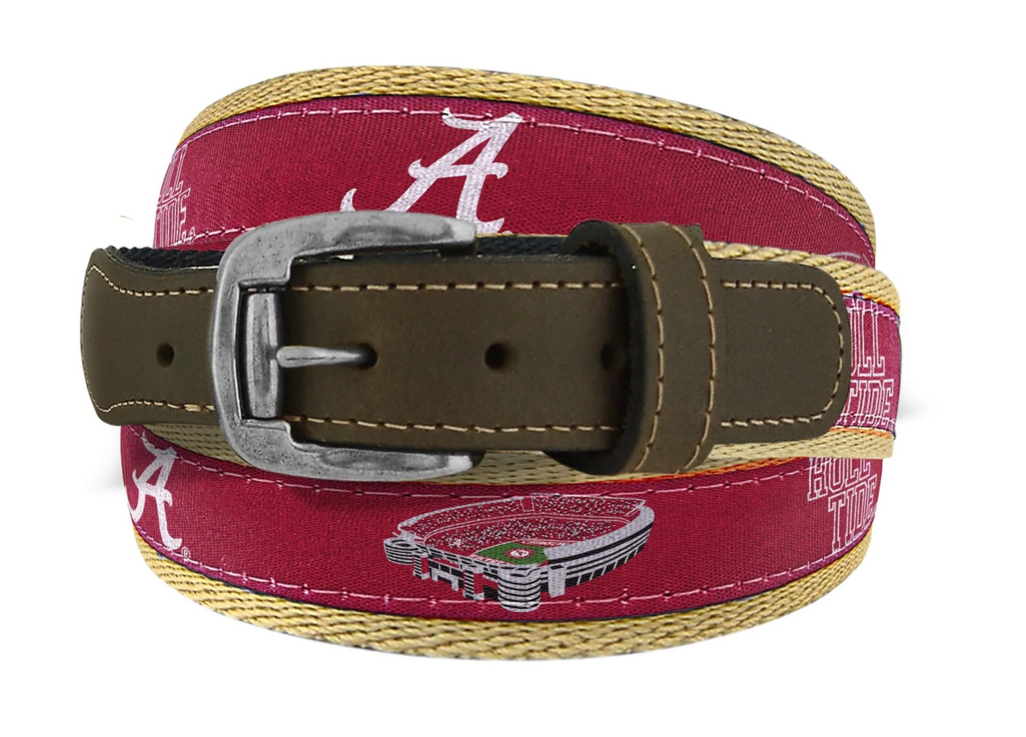 Ribbon Belt Crimson-UAL Collage-Buff