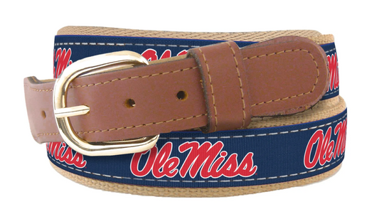 Ole Miss Ribbon Belt-Navy