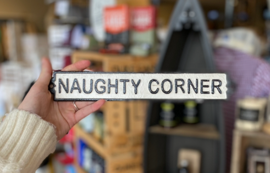 Naughty Corner Sign, Cast Iron