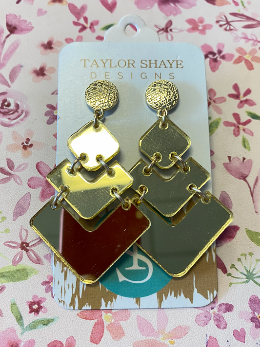 Gold Mirror  Drop Earrings