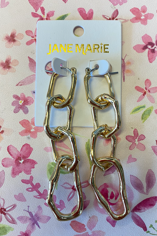Gold Abstract Chain Links Earrings