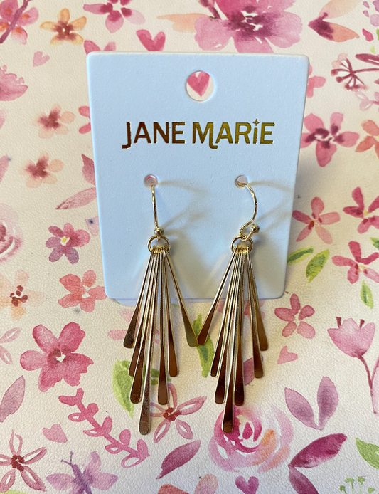 Gold Multi Elongated Teardrop Tassels Earrings