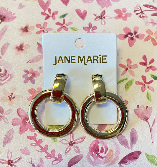 Gold Door Knocker Ring Earrings