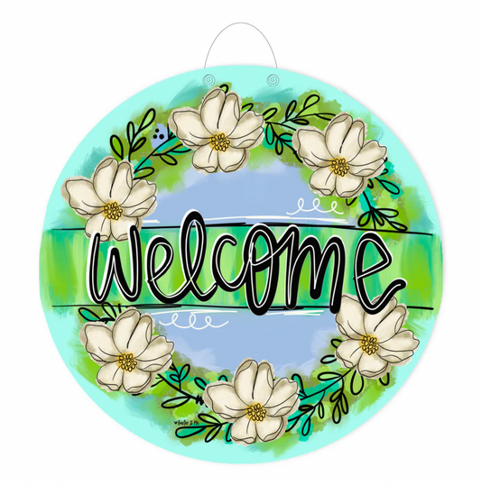 Welcome Magnolia Wreath Door Hanger