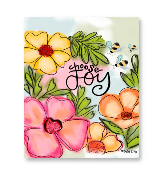 Choose Joy Watercolor Floral Wrapped Canvas