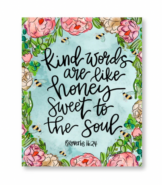 Kind Words Like Honey Wrapped Canvas