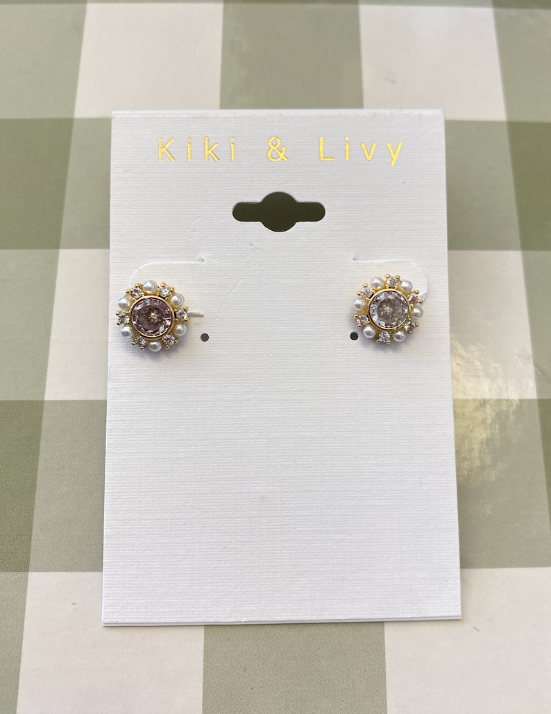 Circle Pear/Crystal Studs