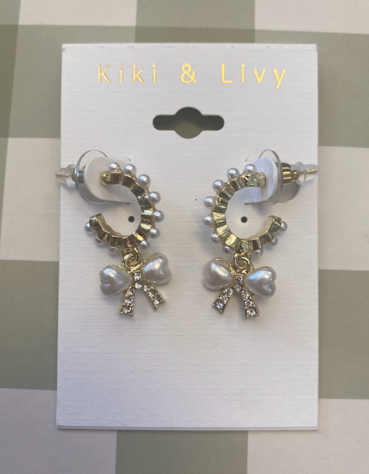 Pearl Bow Hoops