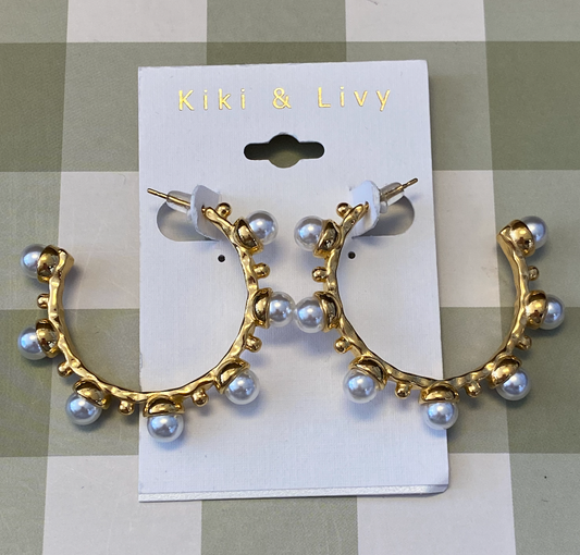 Large Chunky Pearl Hoops