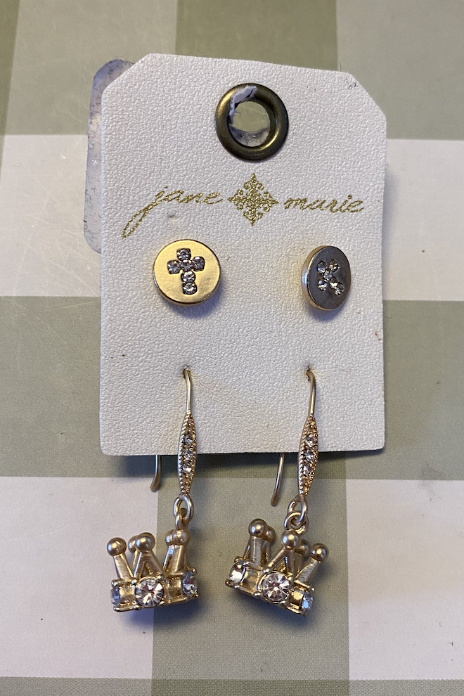 Cross/Crown Set Earrings