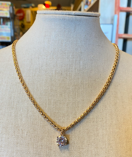 Wheat Chain Necklace With Crystal