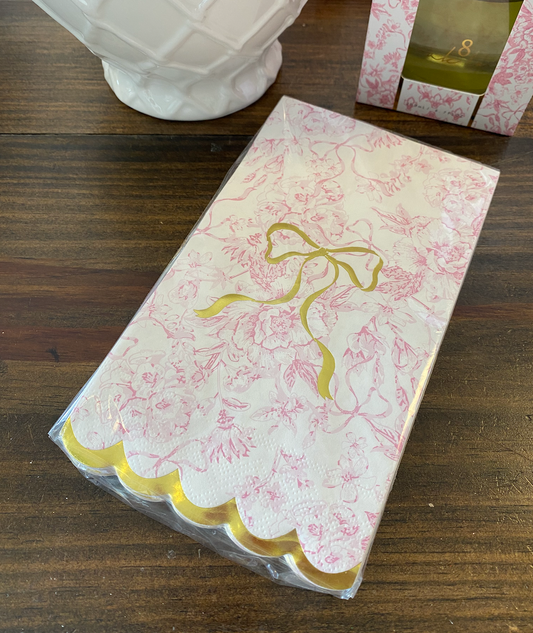 Paper Guest Towel Packs - Pink Bow Toile