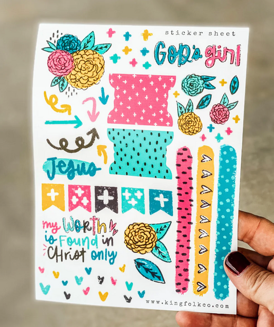 God's Girl Floral Sticker Sheet