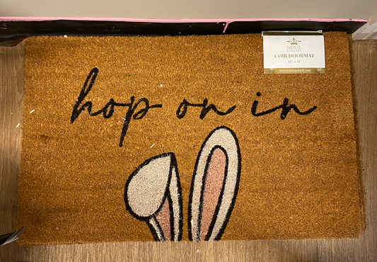 Hop On In Coir Doormat Natural/Black/White