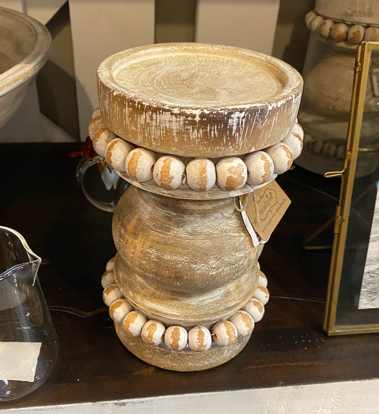 BROWN SHORT BEADED CANDLESTICK
