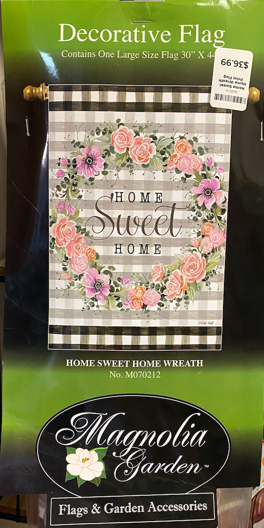 Home Sweet Home Wreath Print Flag
