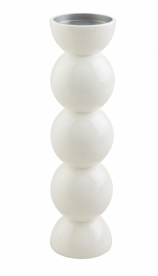 Med White Lacquer Candlestick