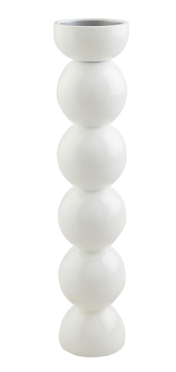 Lg White Lacquer Candlestick