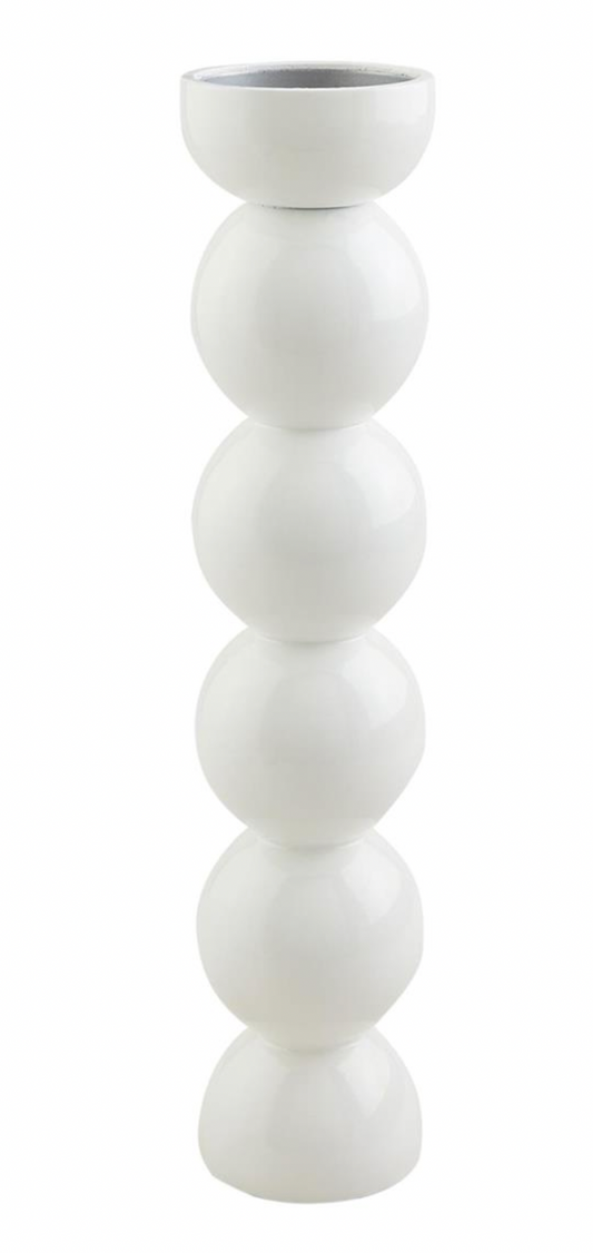 Lg White Lacquer Candlestick