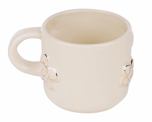 White/Cream Flower Mug