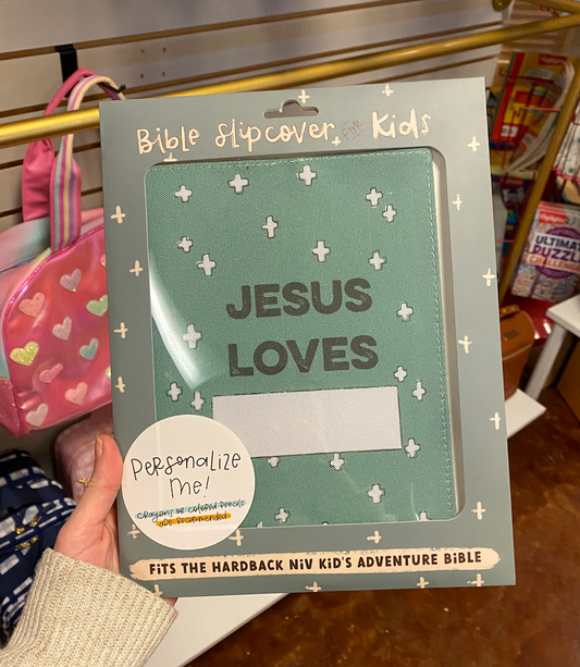 Olive Crosses Jesus Loves Me Bible Slipcover