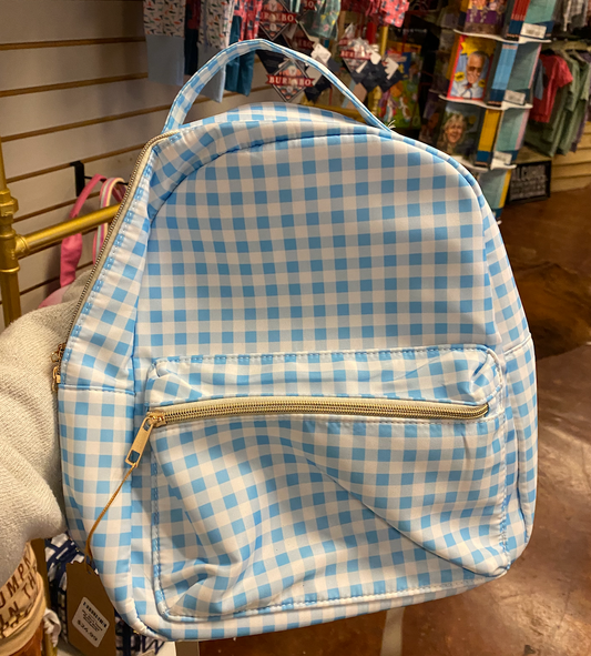 Sky Blue Plaid Ruffle Boys Backpack