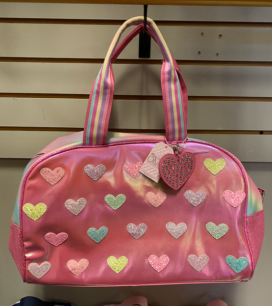Metallic Heart Duffle Bag