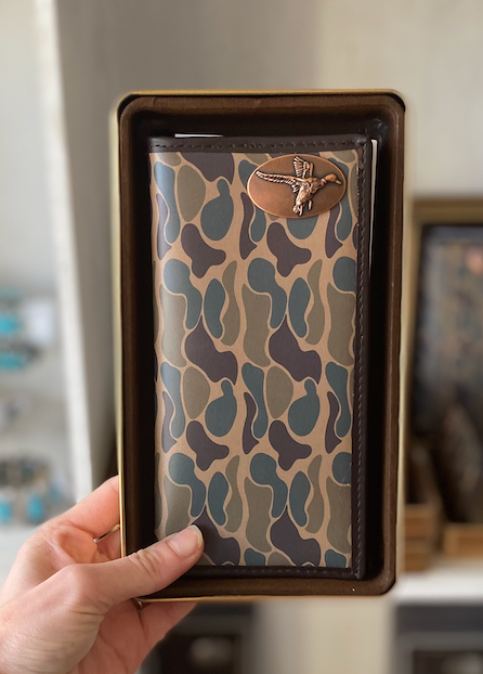 Mallard Men's Secretary Old School Camo Leather Wallet Brown Camo