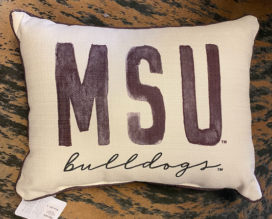 Bulldog Poster Pillow Piped Maroon