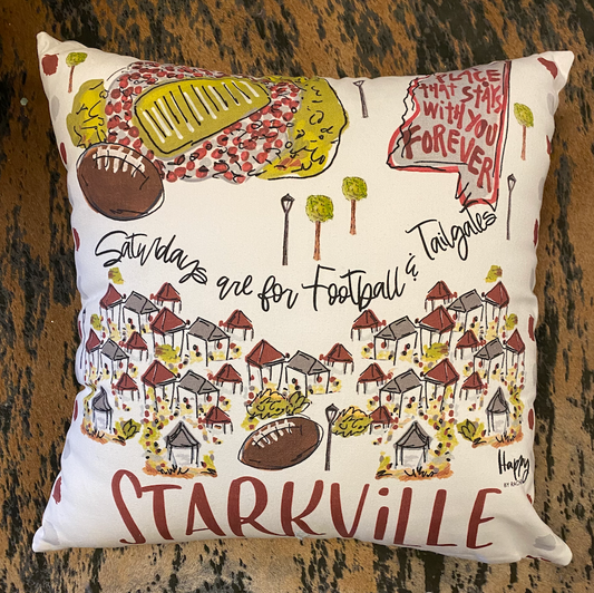 Starkville college town pillow