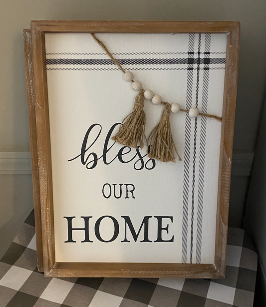 Bless Our Home Beaded Sign