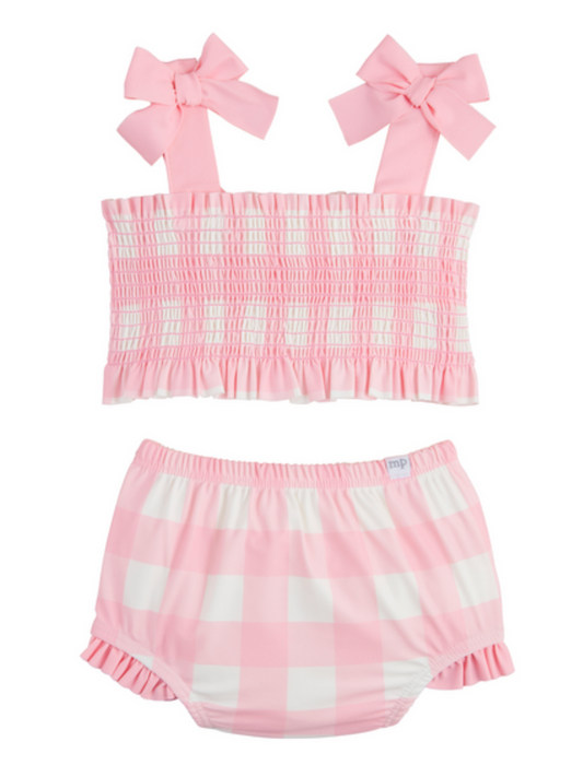 Girls' Gingham Smocked Swimsuit