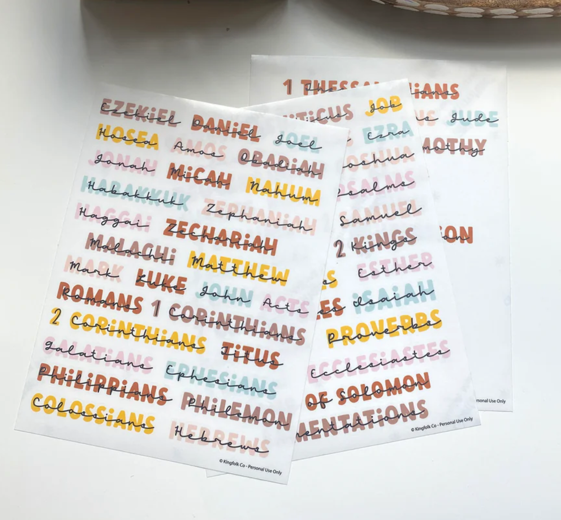 Books of the Bible Header Stickers - Boho Edition